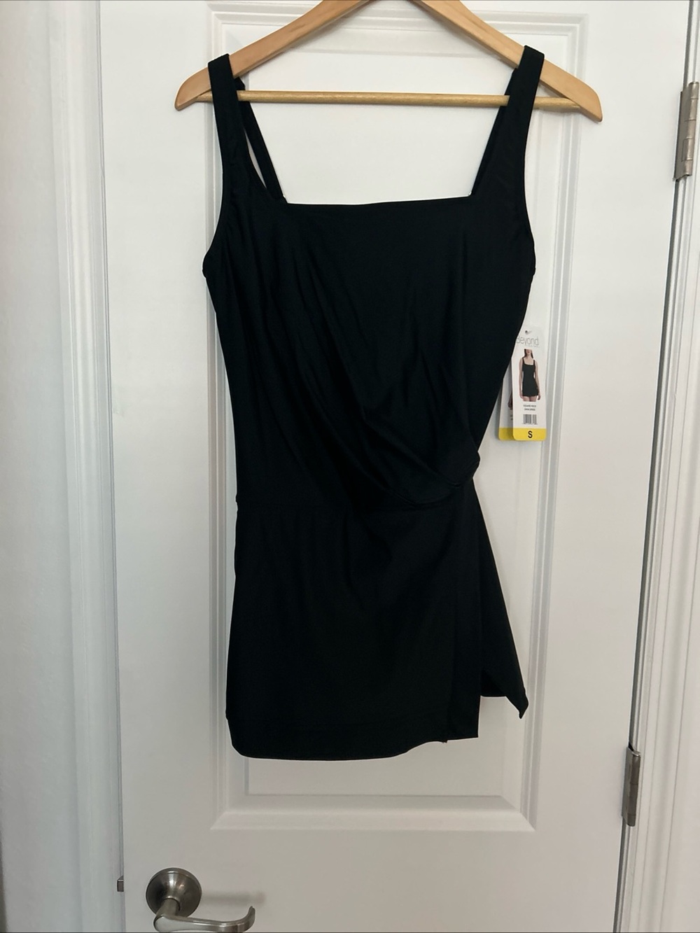 Beyond Control Women's Swim Dress Black Square Neck Swim Dress- NWT- Small